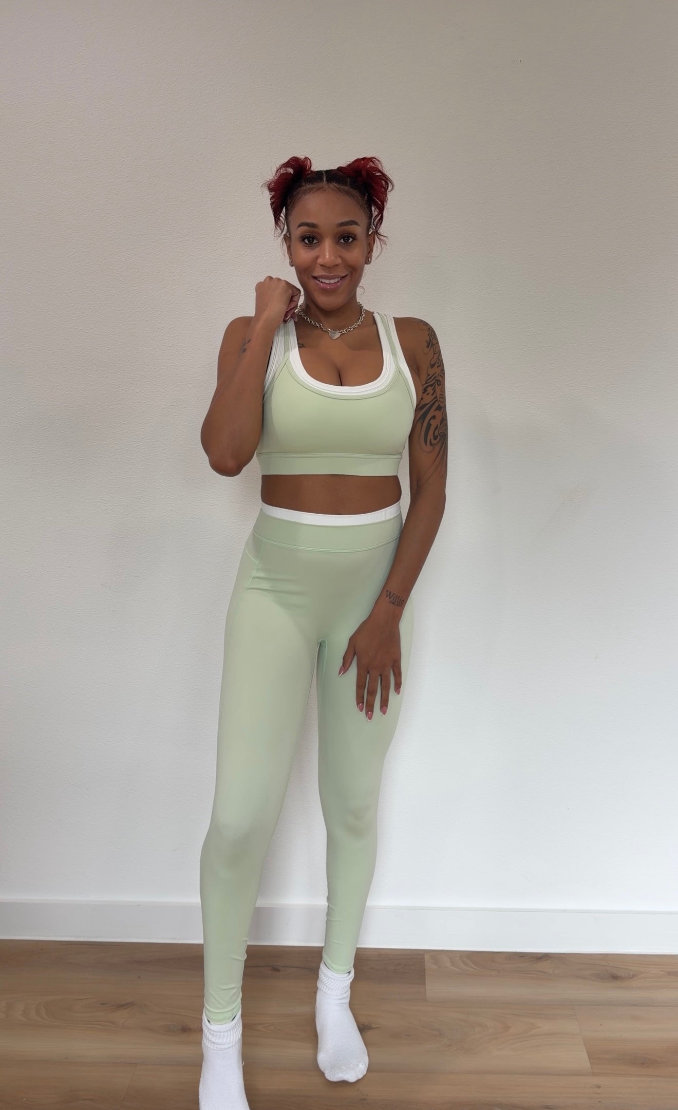 Mint green leggings two piece set